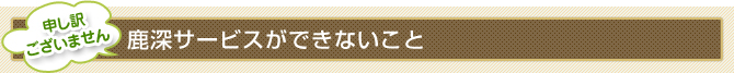 鹿深サービスができないこと